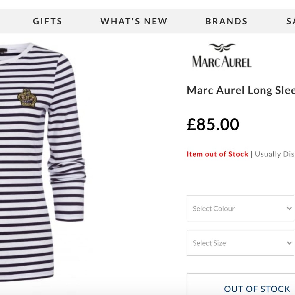 Marc Aurel Long Sleeve Striped Top Size 42